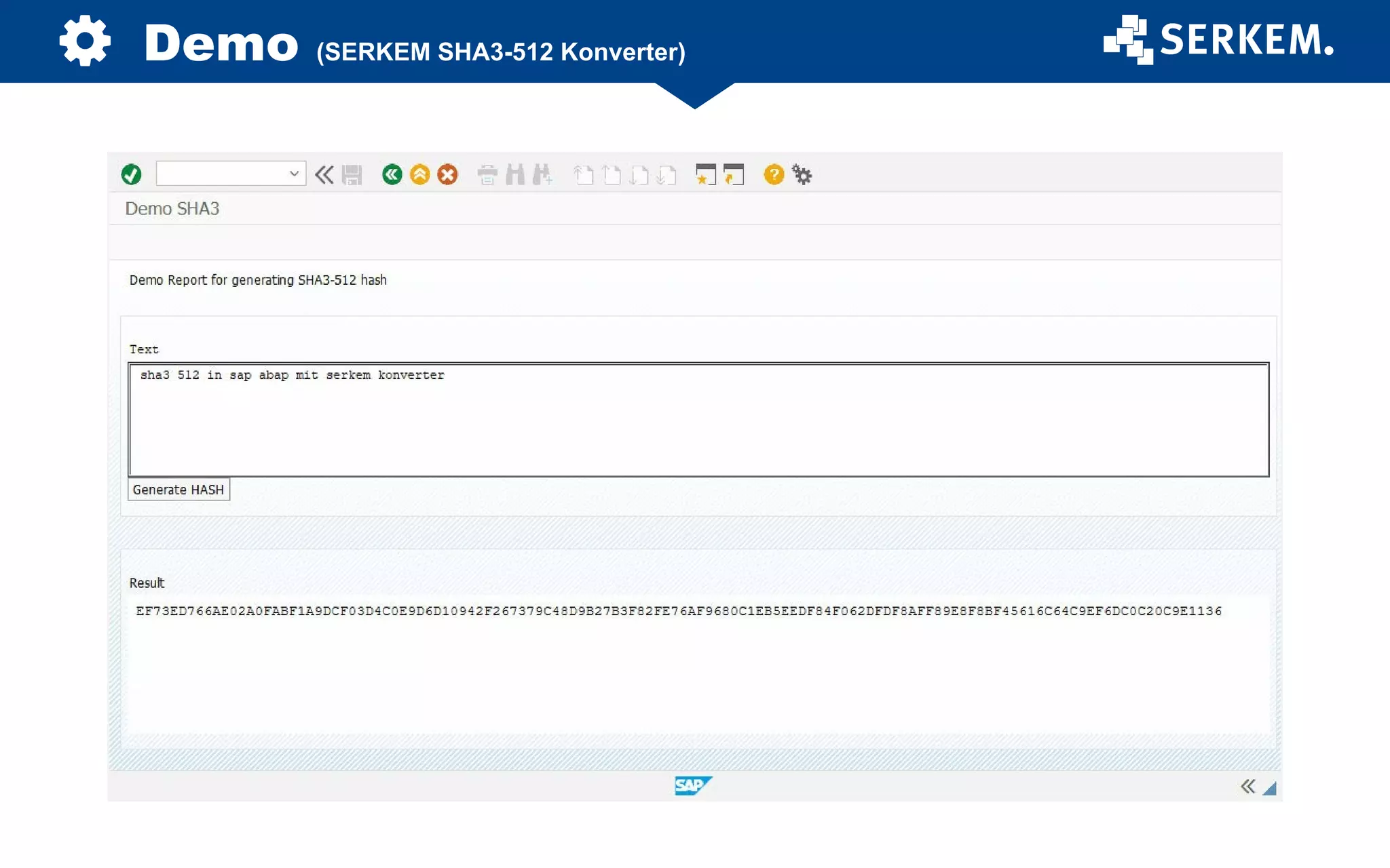 Demo (SERKEM SHA3-512 Konverter)
 