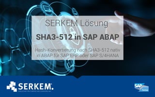 SERKEM Lösung
SHA3-512 in SAP ABAP
Hash-Konvertierung nach SHA3-512 nativ
in ABAP für SAP ERP oder SAP S/4HANA
 
