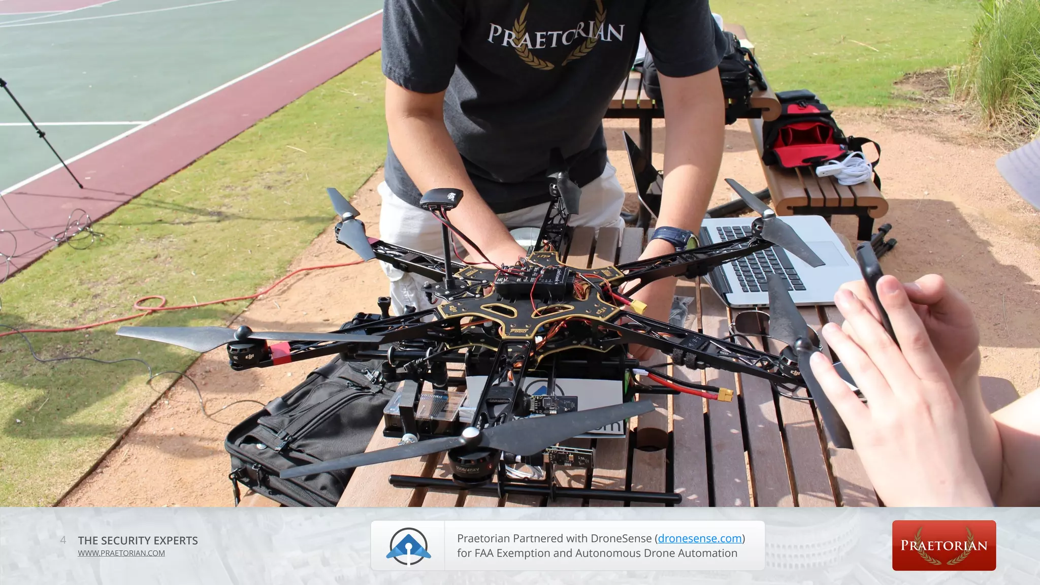 THE SECURITY EXPERTS
WWW.PRAETORIAN.COM
4 Praetorian Partnered with DroneSense (dronesense.com)
for FAA Exemption and Autonomous Drone Automation
 