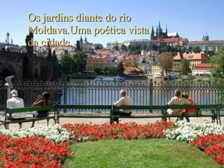 Os jardins diante do rio Moldava.Uma poética vista da cidade. 