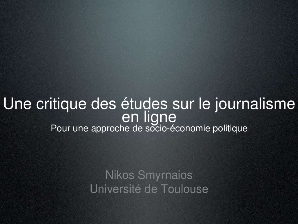 Une critique des études du journalisme en ligne