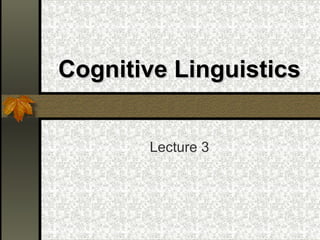 Cognitive Linguistics


       Lecture 3
 