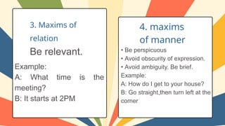 Perspicuous Examples Types and Context of PRAGMATICS- teaching writing | PPTX