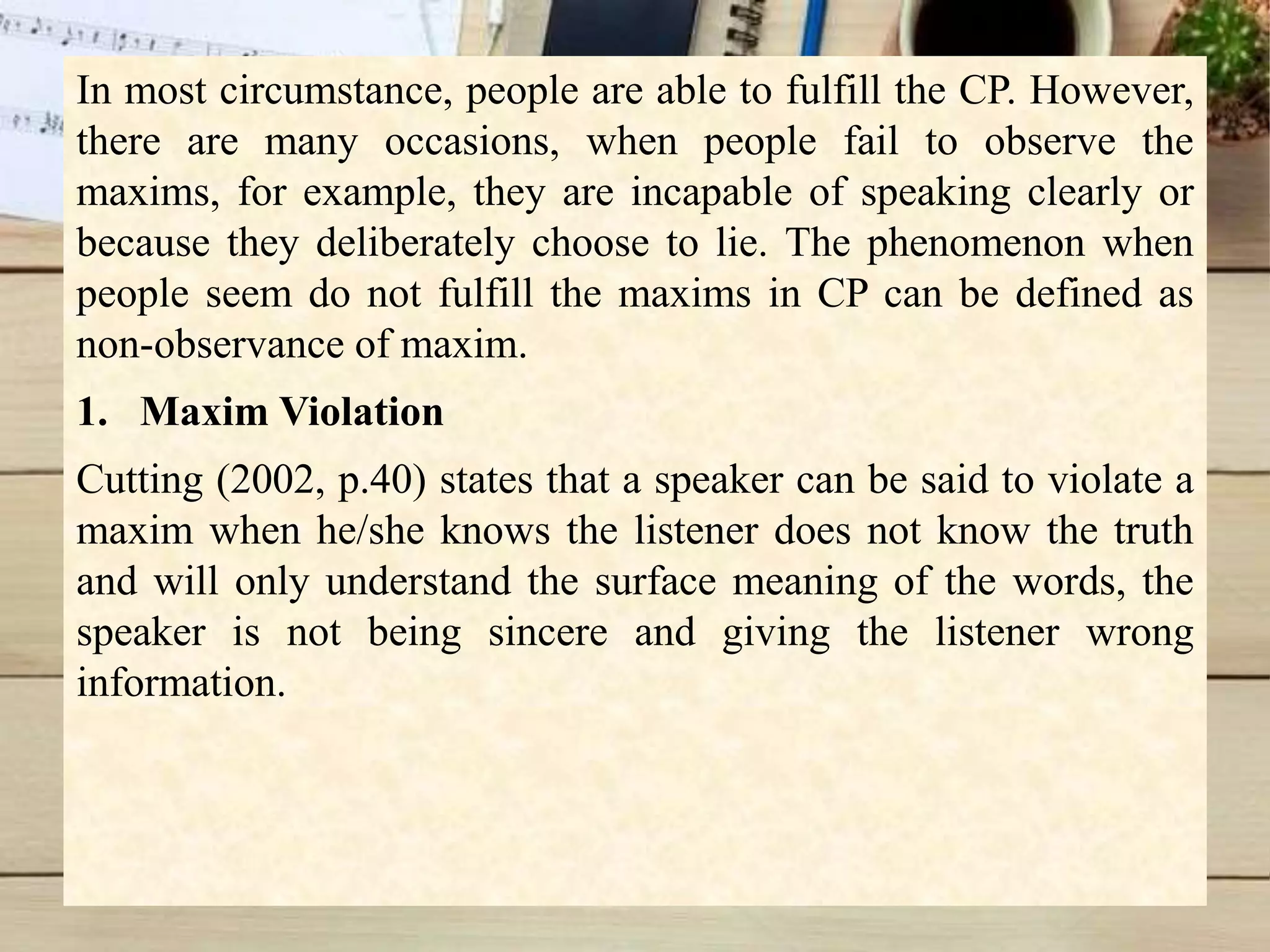 PRAGMATICS: COOPERATIVE PRINCIPLES | PPT