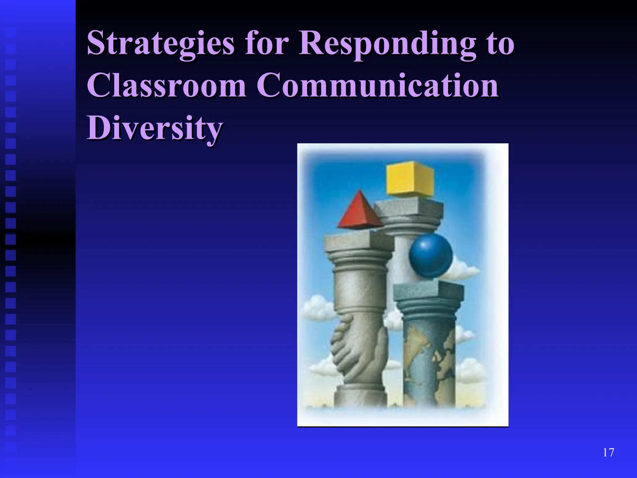 17
Strategies for Responding to
Strategies for Responding to
Classroom Communication
Classroom Communication
Diversity
Diversity
 