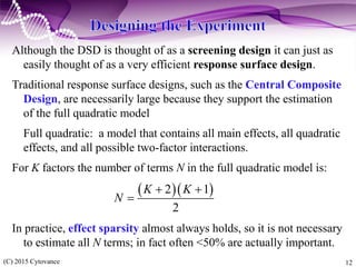 Screening Design Model Use of Definitive Screening Designs to Optimize an Analytical Method | PPTX