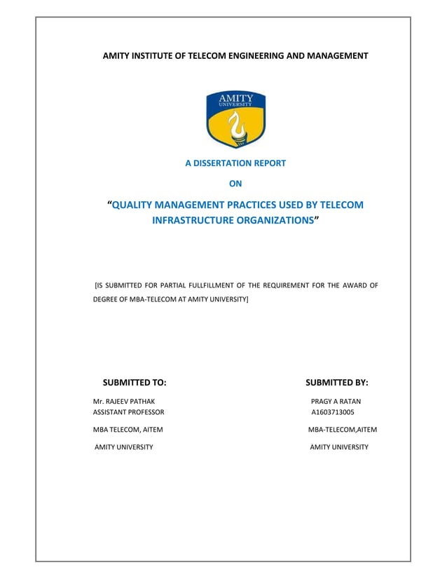 QUALITY MANAGEMENT PRACTICES USED BY TELECOM ORGANIZATIONS,quality in ...