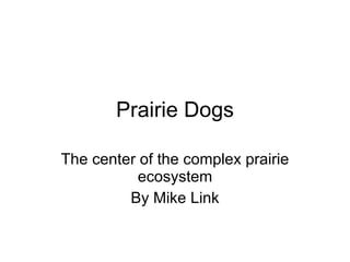 Prairie Dogs The center of the complex prairie ecosystem By Mike Link 