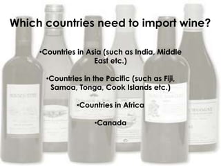 Which countries need to import wine?Countries in Asia (such as India, Middle East etc.)