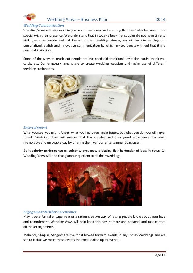 Business Plan For Wedding Vows