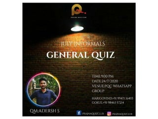 General Quiz By Adersh On Prajna Informals