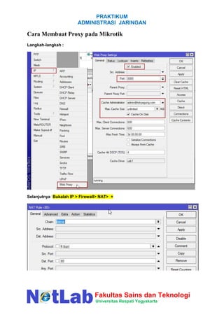 Prak7-Web Proxy dan Firewall Mikrotik | PDF