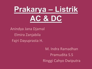 Prakarya – Listrik
AC & DC
Anindya Jana Djamal
Elmira Zanjabila
Fajri Dayuprasta H.
M. Indra Ramadhan
Pramudita S.S
Ringgi Cahyo Dwiputra
 