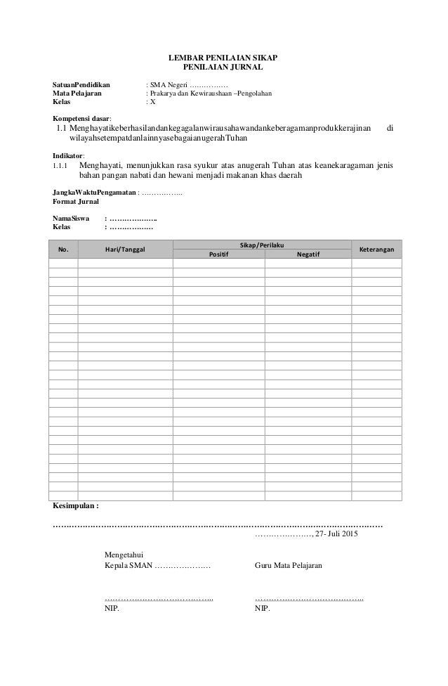 RPP SMA Prakarya dan Kewirausahaan - Pengolahan Kelas X