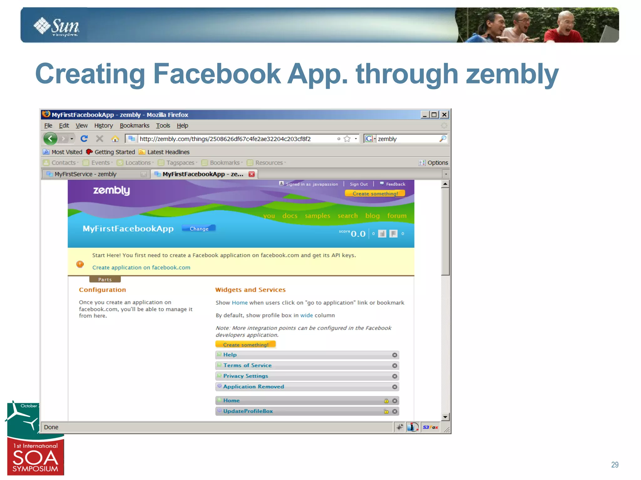 Creating Facebook App. through zembly




                                        29
 