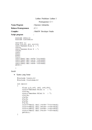 Laporan Praktikum 3 DPK Operator | DOCX