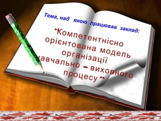 “Компетентнісно
орієнтована модельорганізації
–
навчально виховного”
процесу
Тема, над якою працював заклад:
 