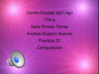 Centro Escolar del Lago 104-a Sara Pineda Torres Andrea Quijano Aceves Practica 23 Computacion 