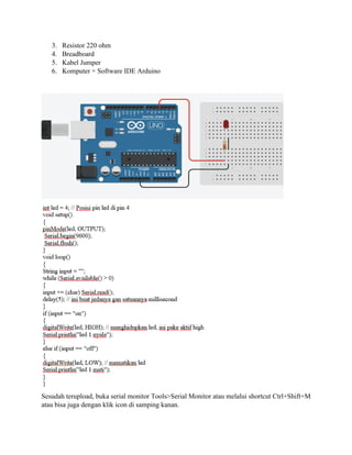 PRAKTIK ARDUINO UNO SMK NEGERI 7 SAROLANGUN | PDF