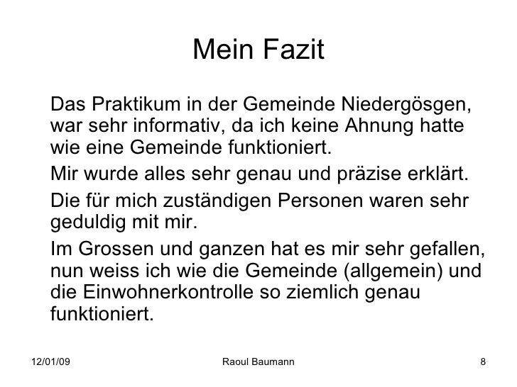 Praktikum Bei Der Gemeinde Niedergosgen