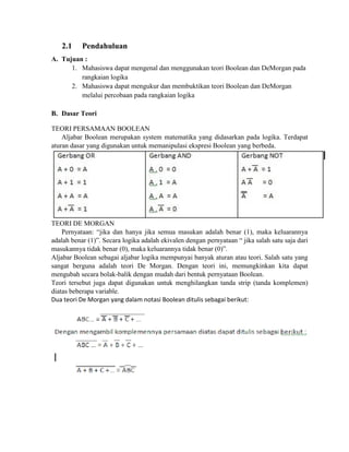 Praktikum2-teorema boolean dan demorgan | PDF