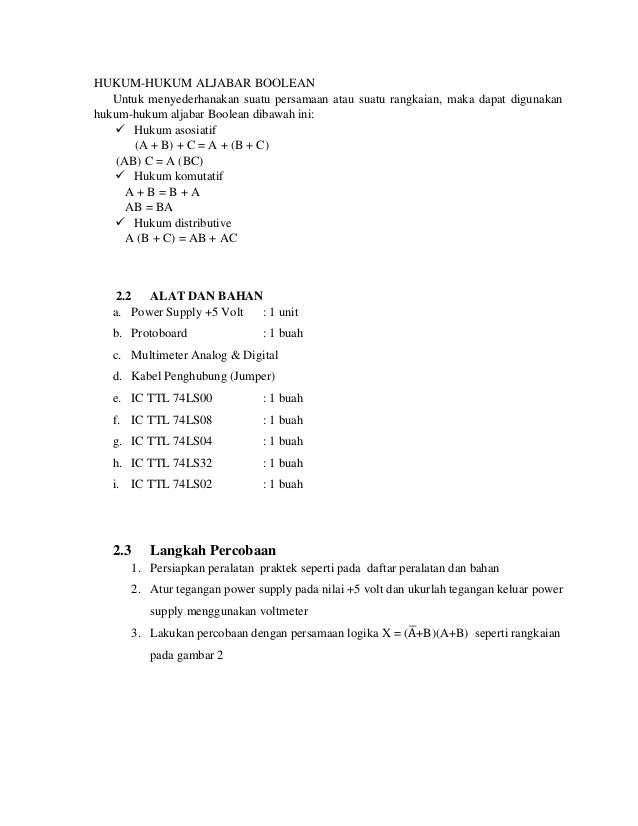 Praktikum2 Teorema Boolean Dan Demorgan