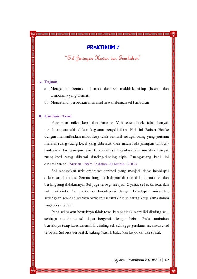  Praktikum  Sel Jaringan  Hewan  dan  Tumbuhan 