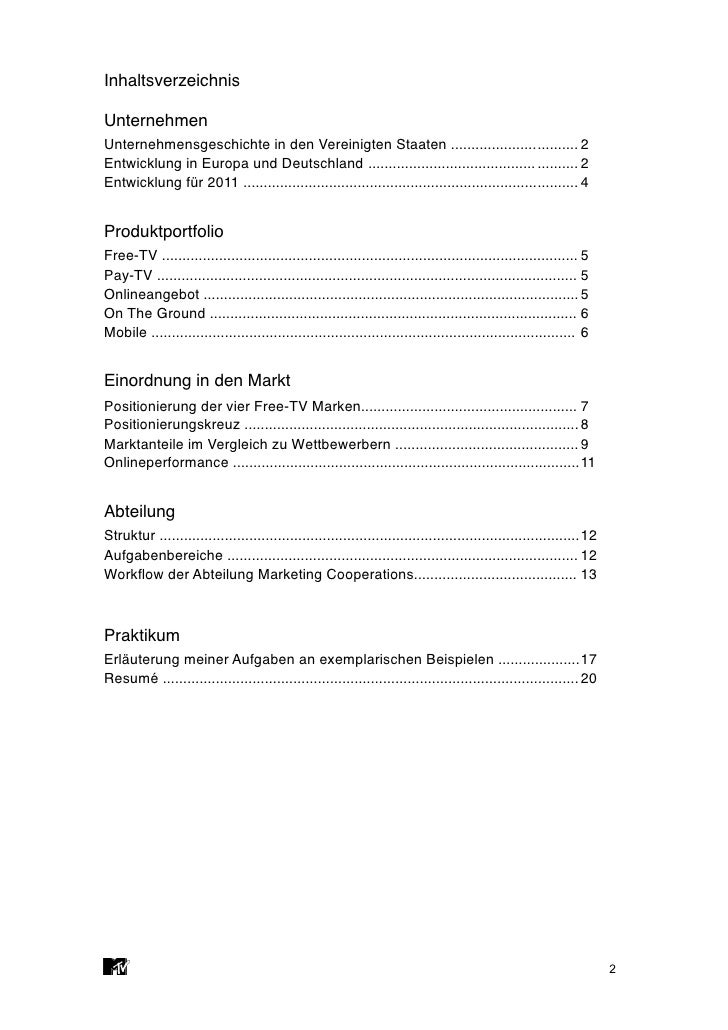 Praktikumsbericht mtv networks