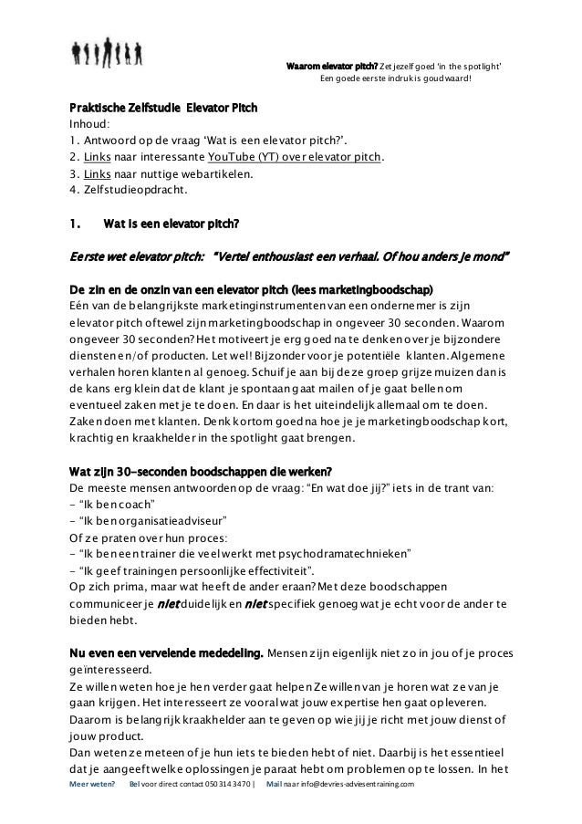 Praktische zelfstudie over elevator_pitch