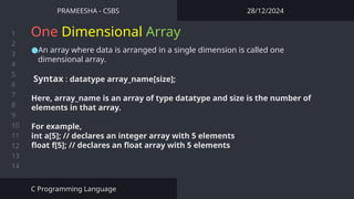 PASSING ONE DIMENSIONAL ARRAY AS ARGUMENT PPT.pptx