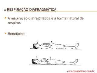 A respiração diafragmática é a forma natural de respirar. Benefícios; www.revolucione.com.br 