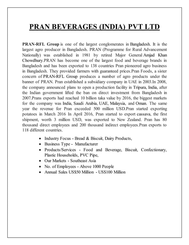 Pran beverages (India) pvt ltd & muttha industries pvt. ltd PDF