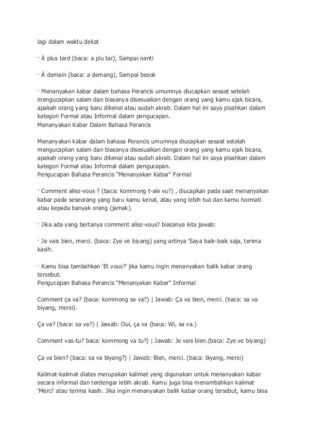 Kalimat Bahasa Perancis Dan Artinya / Percakapan Bahasa Perancis Ou Habites Tu / Warga negara empayar ini dididik dengan bahasa inggris.