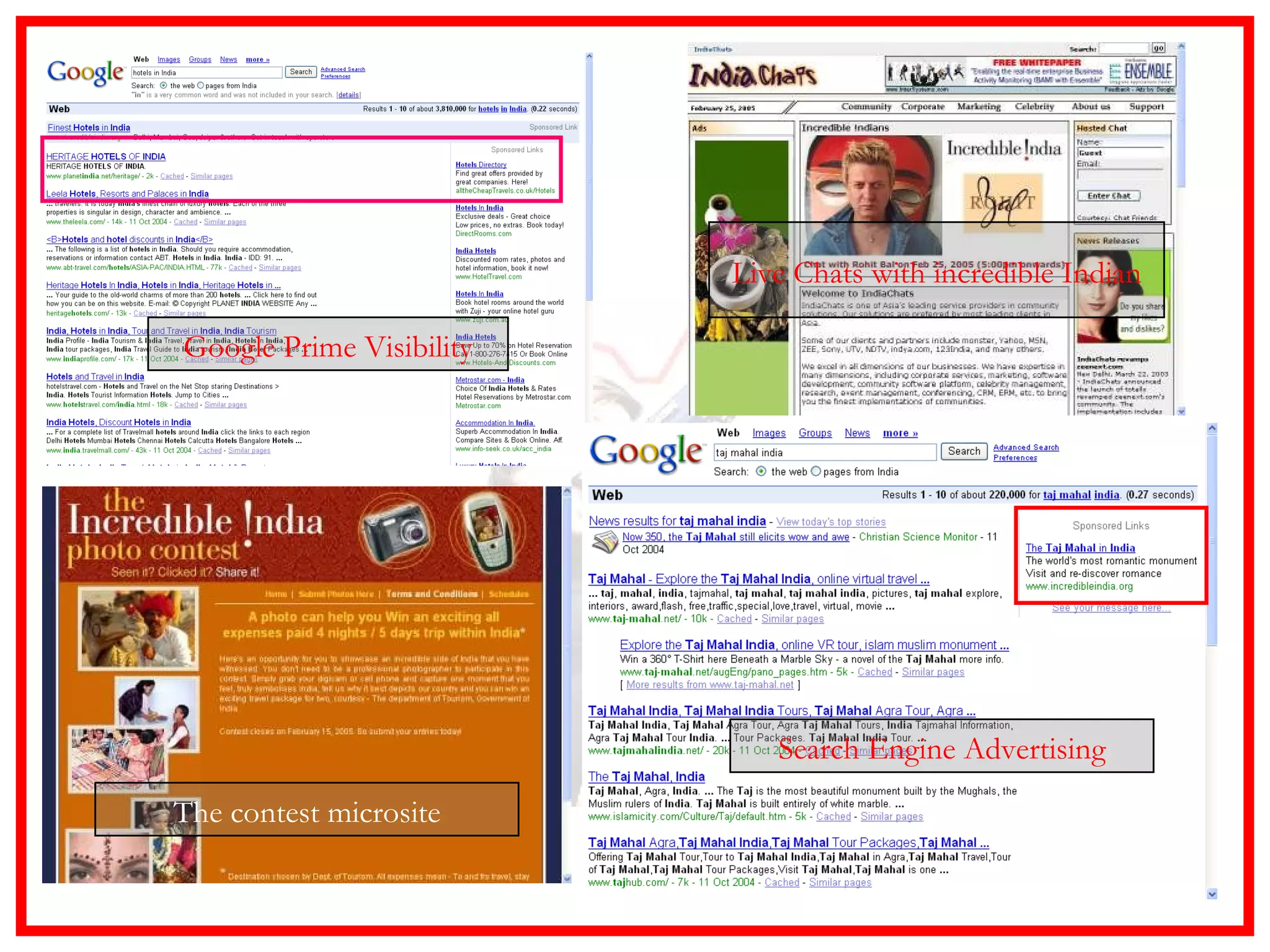Google Prime Visibility Search Engine Advertising The contest microsite Live Chats with incredible Indian 