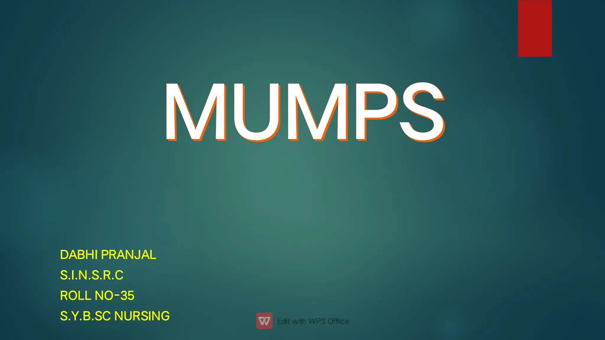 Mumus A contagious viral infection that affects the salivary glands