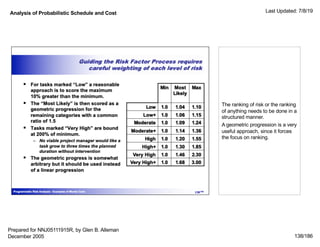 Analysis of Probabilistic Schedule and Cost Last Updated: 7/8/19
138/186
The ranking of risk or the ranking
of anything ne...
