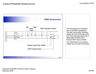 Analysis of Probabilistic Schedule and Cost Last Updated: 7/8/19
145/186
The first picture of a completion
time is the PER...