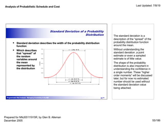 Analysis of Probabilistic Schedule and Cost Last Updated: 7/8/19
55/186
The standard deviation is a
description of the “sp...