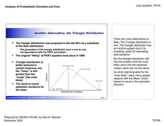 Analysis of Probabilistic Schedule and Cost Last Updated: 7/8/19
75/186
There are many alternatives to
Beta. The Triangle ...