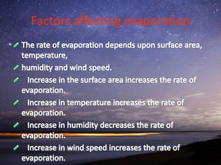 Factors affecting evaporation
 