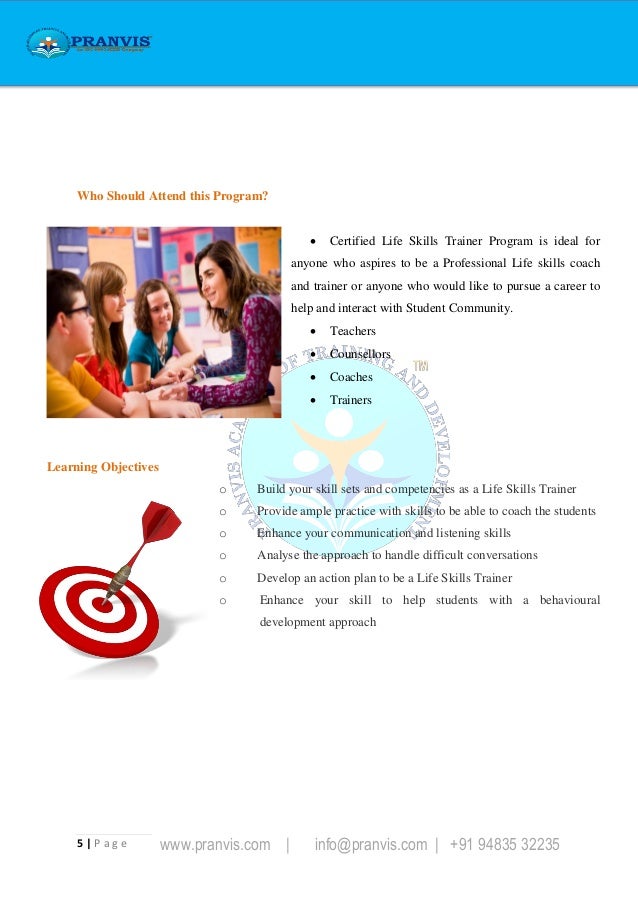 Pranvis certified life skills trainer brochure