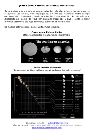 O QUE É ASTEROIDE? QUAL SUA NATUREZA? PERIGOS DE COLISÃO E ESTATÍTISCAS ...