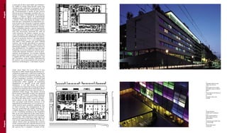 Progetti Es Hotel   A poco più di dieci anni dalla sua fondazio-
                    ne (1992) lo studio King Roselli vanta una
                    considerevole collezione di progetti sia nel
                    campo dell’edilizia che dell’industrial desi-
                    gn. L’orientamento è quello di una ricerca
                    attenta ai nuovi linguaggi, sensibile alle evo-
                    luzioni formali e tecnologiche del moderno
                    design, e tuttavia capace di sorprendenti
                    adattamenti alle specifiche realtà territoriali
                    e urbane. Città come Roma da sempre costi-
                    tuiscono per i progettisti un importante ter-
                    reno di prova per misurare le proprie spinte
                    innovative con le resistenze della memoria e
                    di un’immagine urbana fortemente consoli-
                    data. Il dibattito intorno a questi argomenti,
                    soprattutto in Italia, ha attraversato l’intero
                    arco del Novecento, fornendo di volta in
                                                                          2
                    volta soluzioni che hanno segnato un per-
                    corso alternativo alla spesso più disinvolta
                    cultura architettonica d’Oltralpe. Il confron-
                    to con la memoria storica è un ingrediente
                    della progettazione e lo è necessariamente
                    non tanto o non sempre per pura velleità
                    estetica, ma perché giocoforza la gestione
                    del territorio, nell’indirizzo della tutela del
                    patrimonio pubblico, lo impone. È questo il
                    caso dell’hotel Es. Un edificio sorto sul colle
                    Esquilino, in un’area adiacente alla ferrovia,
                    vicina alla stazione Termini e ricca di pree-
                    sistenze archeologiche. La vicenda è quella
                    tipica dei progetti arenati in fase esecutiva
                    a seguito del veto delle soprintendenze, ma
                    qui l’incidente, sorto durante l’allestimento
                    di cantiere con il ritrovamento di un’area di
                    interesse archeologico, è diventato il prete-




                                                                              Luigi Filetici
70
                                                                          3      5
                    Little more than ten years after it was
                    founded in 1992, Studio King Roselli has de-
                    veloped an impressive collection of projects
                    both in building and industrial design. The
                    studio is oriented towards a careful pursuit
                    of new languages, sensitive to formal and
                    technological developments in modern
                    architecture while capable of surprising                                   1
                    adaptations to specific local and urban                                    Dettaglio della facciata
                    situations. A city like Rome has always                                    sulla corte interna
                                                                                               2-4
                    constituted an important testing ground for                                Piante piano terra, piano
                    architects to measure their innovative ideas                               tipo delle camere e ultimo
                    with the strength of memory and a firmly es-                               piano
                    tablished urban image. The debate around                                   5
                                                                                               Vista notturna del fronte su
                    these issues, especially in Italy, has spanned                             via Giolitti
                    the entire 20 th century, providing solutions                              6
                    as it goes that have marked a route that dif-                              Dettaglio della corte
                    fers from the often more carefree architec-                                interna
                    tural culture on the other side of the Alps.
                    The encounter with historic memory is an
                    ingredient of architecture; it is so not neces-
                    sarily just for pure aesthetic ambitions, but
                    at times because the management of the
                    area for protecting the public heritage in-
                    evitably imposes it. This was the case of Ho-                              1
                    tel Es. A building standing on the Esquilino                               Detail of façade
                                                                                               on the inner courtyard
                    hill, in an area adjacent to the train tracks,
Projects Es Hotel




                                                                                               2-4
                    near Termini station and full of archeologi-                               Plans of ground floor,
                    cal remains. The situation is that typical of                              typical plan of rooms
                    projects blocked in the final stage after the                              and top floor
                                                                                               5
                    veto of the superintendencies. Here the in-                                Nocturnal view of the side
                                                                              José King

                    cident, which came up during the creation                                  on Via Giolitti
                    of the construction site with the discovery of                             6
                    an archeologically interesting area, became                                Detail of the inner
                                                                                               courtyard
                    the pretext for a complete revision of the        4          6
 
