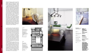 Progetti Es Hotel   copertura d’ingresso, sospeso su uno spazio
                    continuo e contrappuntato da pilotis, che
                    diventa elemento di cerniera fra lo spazio
                    pubblico degli scavi archeologici e quello
                    privato o semipubblico dell’albergo. Un altro
                    e non ultimo sforzo decisivo dei progettisti
                    è rappresentato dall’analisi tipologica del
                    complesso alberghiero, che ha portato all’in-
                    dividuazione di 10 tipologie, per un totale di
                    235 stanze, elaborate sulla base del rapporto
                    fra camera e bagno fino al raggiungimento
                    della totale dissoluzione degli elementi di
                    separazione. Inoltre la distribuzione di tutti i
                    servizi annessi è stata risolta con molta chia-
                    rezza evitando sovrapposizioni con il nucleo
                    centrale delle camere e individuando alme-
                    no tre aree distinte in cui sono stati collocati
                    la hall d’ingresso e un centro conferenze al
                    piano terra, il fitness center e la sala risto-
                    rante al piano della copertura e, nel terzo
                    blocco della corte, il silos dei parcheggi.
                    Nella scelta dei materiali i progettisti sono
                    stati attenti a vestire l’edificio in funzione
                    del suo rapporto con il contesto, impiegando
                    materiali legati alla tradizione, come il fin-
                    to travertino e il basalto, quando la diretta
                    relazione con lo spazio pubblico lo esigeva,
                    mentre per gli interni, o nel contesto comun-
                    que privato della corte e degli spazi comuni,
                    ha prevalso un gusto astratto e minimalista
                    esaltato dalle dissonanze compositive e dal-        Santi Caleca
                    l’ampio utilizzo di superfici continue come:
                    la pavimentazione in mogano, i divisori a tut-
                    t’altezza in vetro, gli stampi in vetroresina e i
                    rivestimenti in acciaio e alluminio.                21                                                                 23




78
                    a continuous space and counter marked by                           Camera 7
                                                                                                                                                Informazioni Information
                    pilotis, which become a hinge element be-                                                                                   Imprese di costruzione   ORION s.c.a.r.l.e
                                                                                       21
                    tween the public space of the archeological                        Dettaglio della testata                                  Building contractors     DICOS s.p.a.
                    excavations and the private and semi-public                        del letto con il box a vetri                                                      heads Gino Sbrizzi
                    space of the hotel. Another decisive effort of                     contenenete il lavabo                                                             and Piero De Bonis
                    the architects is found in the type analysis of                    22
                                                                                       Pianta della camera                                      Impianti Plants              SVA s.r.l.
                    the hotel complex, which led to the specifi-                       provvista di letto                                                                    Giuseppe Vergantini
                    cation of 10 types, for a total of 235 rooms,                      matrimoniale – con
                    developed on the basis of the relationship                         testata dotata di lavabo
                                                                                                                                                Forniture illuminotecniche   Baldieri s.r.l.
                    between the room and the bathroom to                               all’interno di ub box a vetri
                                                                                       e appendiabiti a vista –                                 Lighting suppliers
                    achieve the total dissolution of the separa-                       e bagno
                    tion elements. In addition, the distribution                       23                                                       Acustica Acoustics           Biobyte s.r.l.,
                    of all of the adjacent services was solved                         Vista vesro la finestra                                                               Enrico Moretti
                    with great clarity, avoiding the overlapping                       24
                                                                                       Schizzo di progetto                                      Consulente strutture         Dario D’Innocenzo
                    with the central core of the rooms and mark-
                    ing at least three separated areas in which                                                                                 Structure consultant
                    the entrance lobby and conference center
                                                                                                                                                Contract arredo              Devoto Arredamenti s.r.l.;
                    are located on the ground floor, the fitness                                                                                Furnishing contract          Storie s.r.l.
                    center and restaurant on the top floor and
                    the towers of the parking areas in the third                                                                                Coordinamento contract       Compass s.r.l.
                    courtyard unit.                                                    Room 7                                                   Coordination contract
                    In choosing materials, the architects were
                    careful to clad the building on the basis                          21                                                       Arredi Furnishing            Albatros, Bauporte
                    of its relationship with the context, using                        Detail of bedhead                                                                     Entrances, Calligan,
                                                                                       with glass booth                                                                      Cappellini, Class Design,
                    materials taken from tradition, such as faux                       containing washstand                                                                  CMV, Cosentino, Dèrèrò,
                    travertine and basalt, when the direct rela-                       22
                                                                                                                                                                             Devoto Arredamenti,
                    tionship with the public space required it.                        Plan of room furnished
Projects Es Hotel




                                                                                       with double bed –                                                                     Duravit, Edilfai, Flaminia,
                    For the interiors, or in the private context                                                                                                             Ingitec, Kasthall, Jab,
                                                                                       with bedhead equipped
                    of the courtyard and the common spaces,                            with washstand enclosed                                                               Louverdrape, Makro,
                    an abstract and minimalist taste prevailed,                        in glass booth and exposed                                                            Marmi, Menini, Moroni,
                    highlighting the compositional dissonances                         towel rack – and bathroom                                                             MPT Legnami, Poignee,
                                                                                                                            Santi Caleca

                    and the extensive use of continuos surfaces,                       23                                                                                    Polvanesi, Rapsel,
                                                                                       View looking toward                                                                   Sawaya, Sedico 84, Storie,
                    such as the flooring in mahogany, full-                            the window
                    height glass dividers, and fiberglass molds                        24
                                                                                                                                                                             Tecnogym, Unifor,
                                                                                                                                                                             Vetraia Federici, Vitra
                    and claddings in steel and aluminum.                               Project sketch                  22   23
 