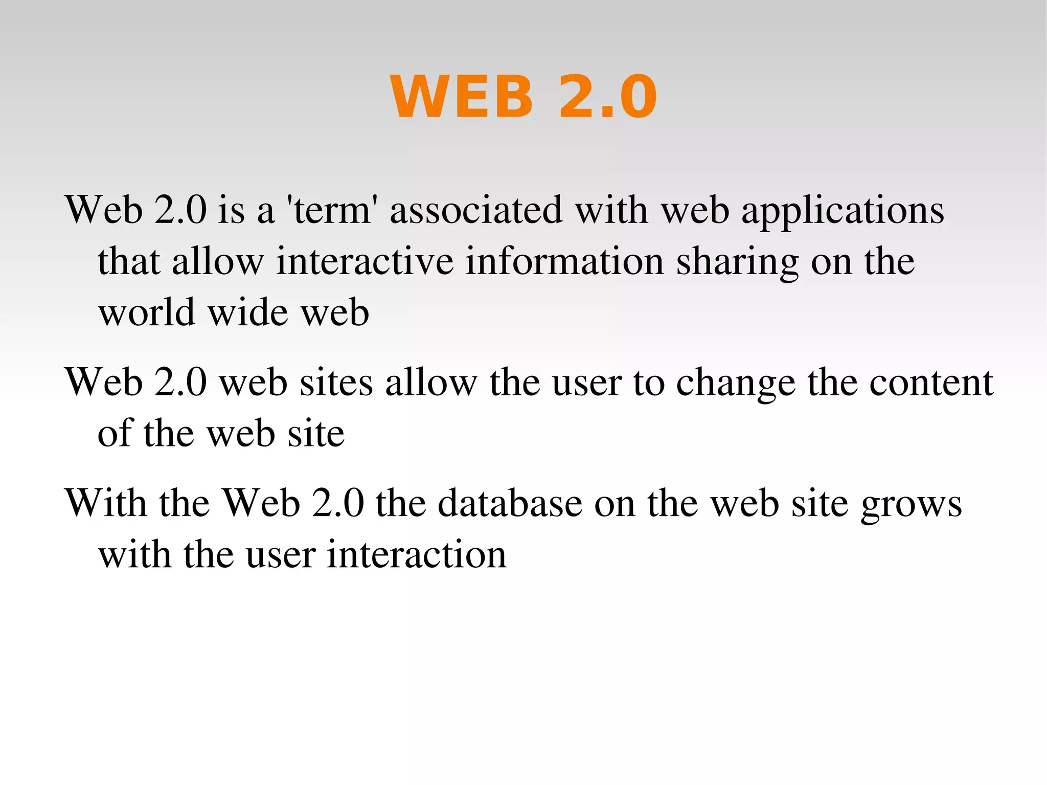 Information is displayed in form of web pages 