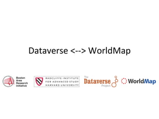Dataverse	
  <-­‐-­‐>	
  WorldMap	
  
 