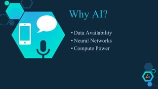 Why AI?
• Data Availability
• Neural Networks
• Compute Power
 
