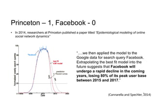 Princeton – 1, Facebook - 0
• In 2014, researchers at Princeton published a paper titled “Epidemiological modeling of onli...