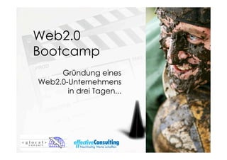Web2.0
Bootcamp
Gründung eines
Web2.0-Unternehmens
in drei Tagen...
 