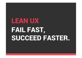 FAIL FAST,
SUCCEED FASTER.
LEAN UX
 